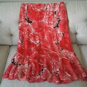 Silky floral skirt